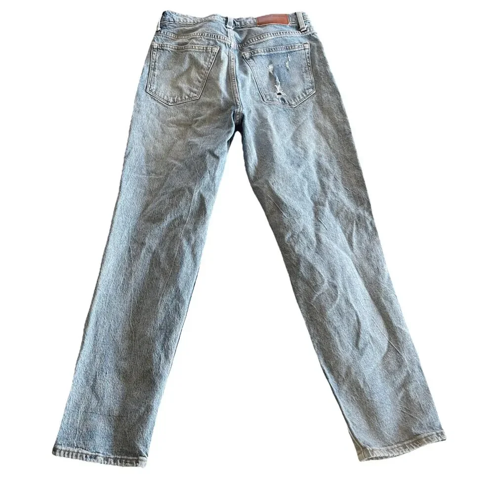 Lucky Brand Drew High Rise Mom Jean Light Wash Distressed Size 4/27 Acid Wash - Picture 3 of 16
